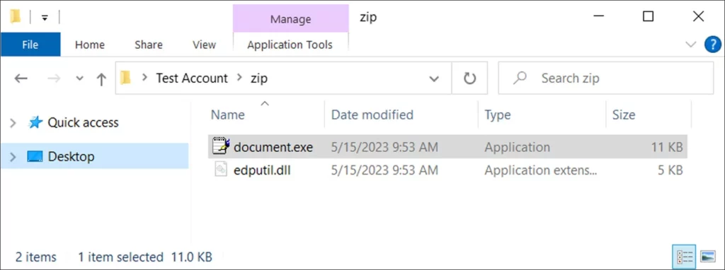 I file contenuti nell'archivio ZIP che avvia l'infezione con Qbot