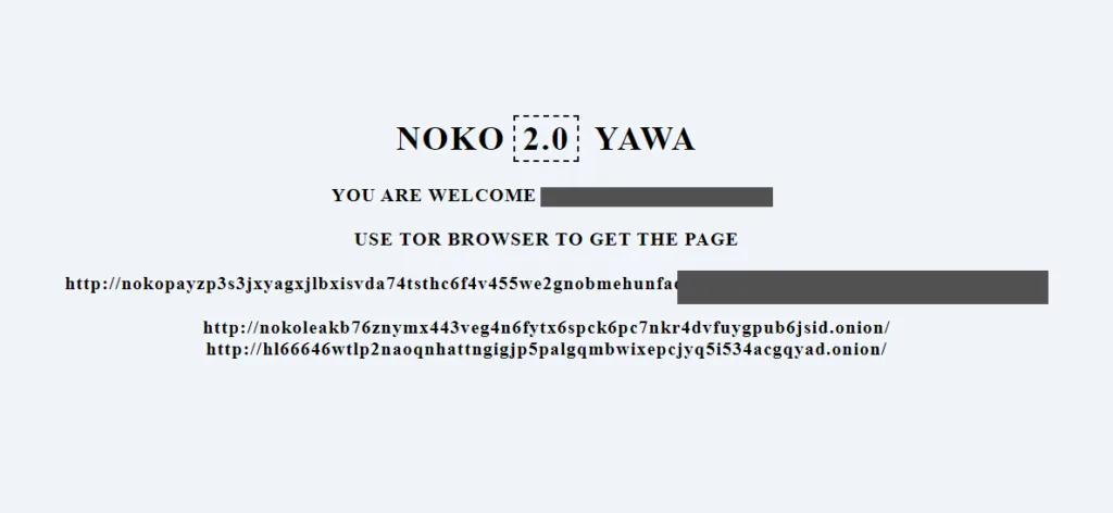 Nokoyama Ransomware: la nota di riscatto 
