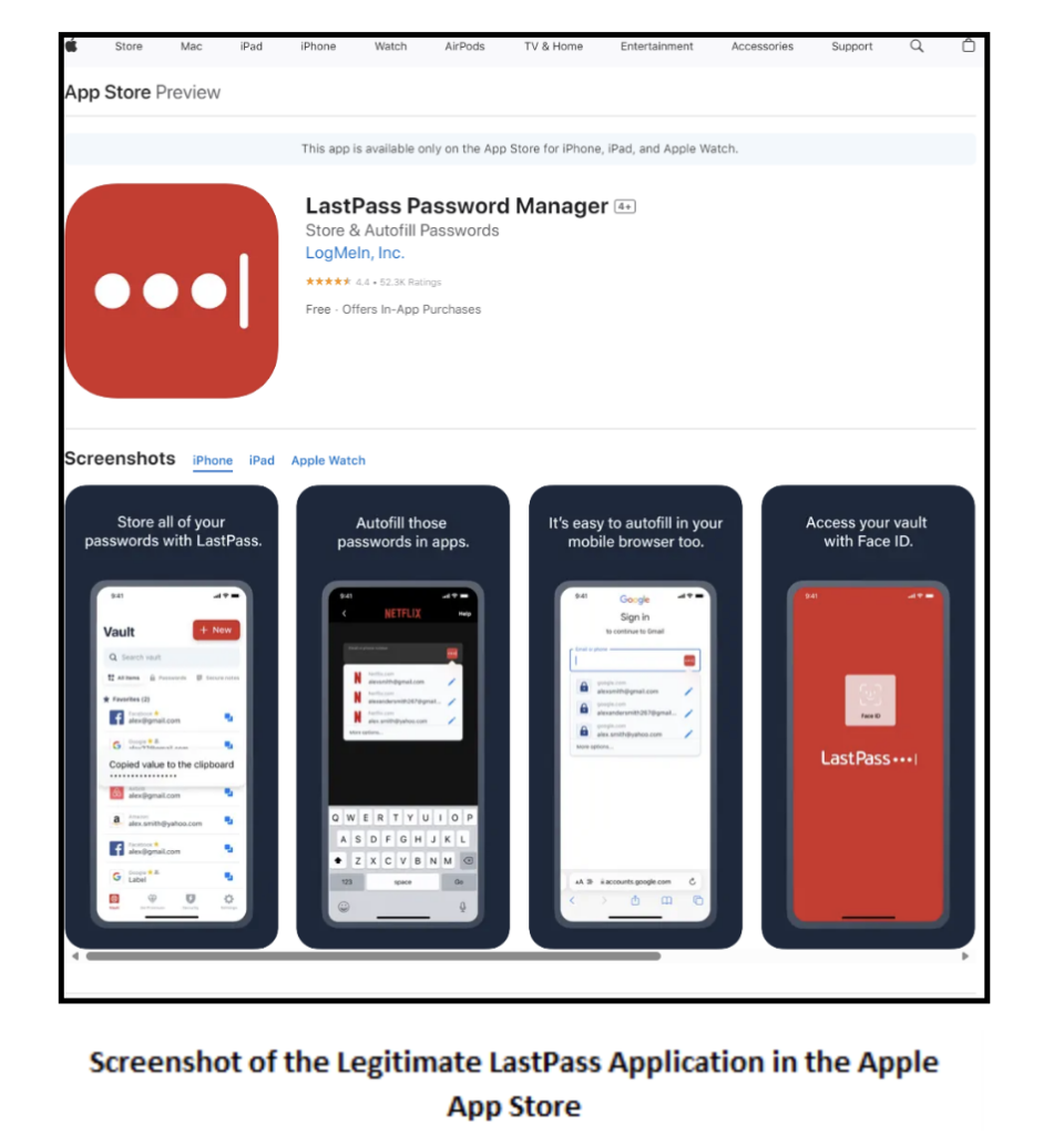 LastPass applicazione legittima sull'App Store di Apple