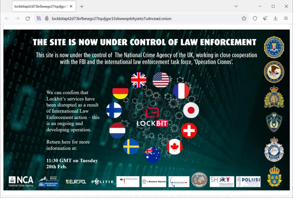 Il banner comparso sul leak site di Lockbit