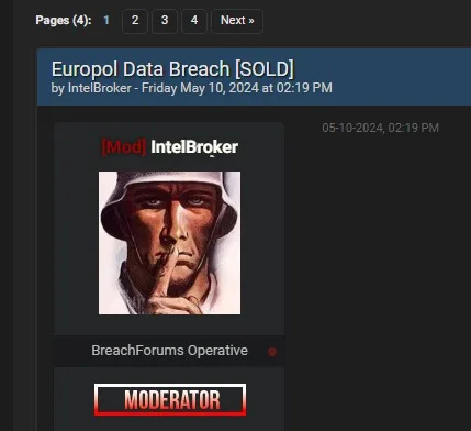 Post di rivendicazione di IntelBroker che annuncia che i dati sono stati venduti