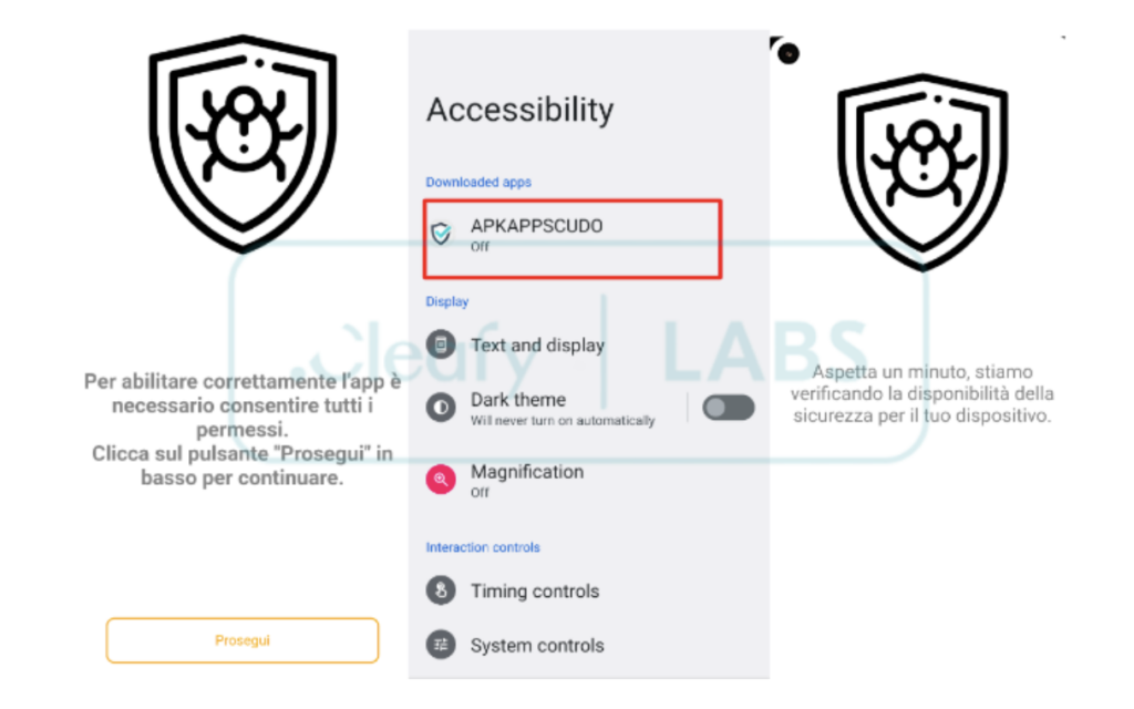 Abilitazione dell'Accessibility Service - Credit: .Cleafy