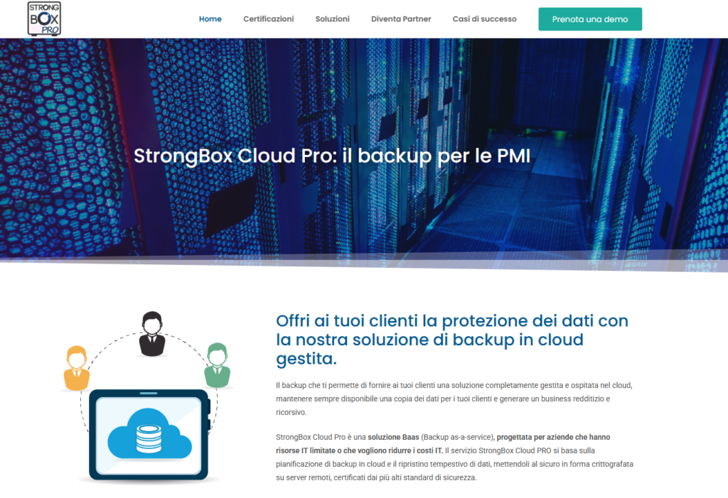 Home Page del nuovo sito StrongBox Cloud Pro